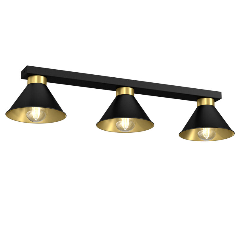 Plafon Luminex Line Bar Demet Black/gold x3