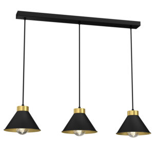 Żyrandol Luminex Line Bar Demet Black/gold x3