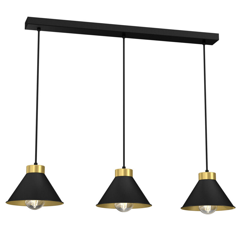 Żyrandol Luminex Line Bar Demet Black/gold x3