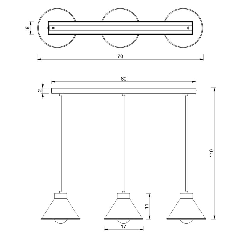 Żyrandol Luminex Line Bar Demet Black/gold x3 - obrazek 5