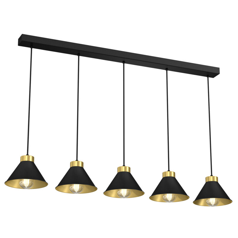 Żyrandol Luminex Line Bar Demet Black/gold x5