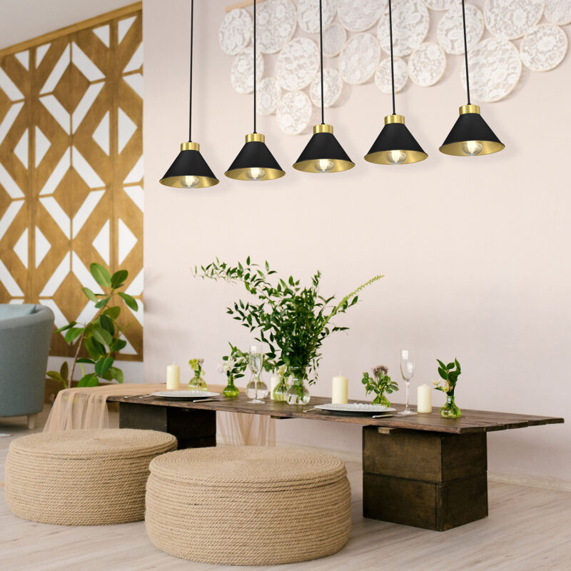 Żyrandol Luminex Line Bar Demet Black/gold x5 - obrazek 4