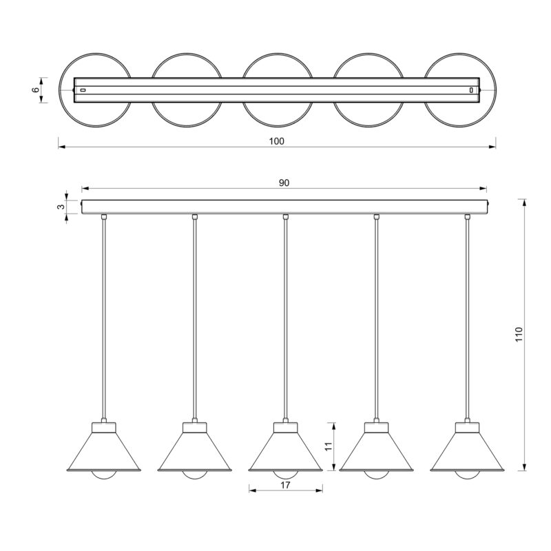 Żyrandol Luminex Line Bar Demet Black/gold x5 - obrazek 5