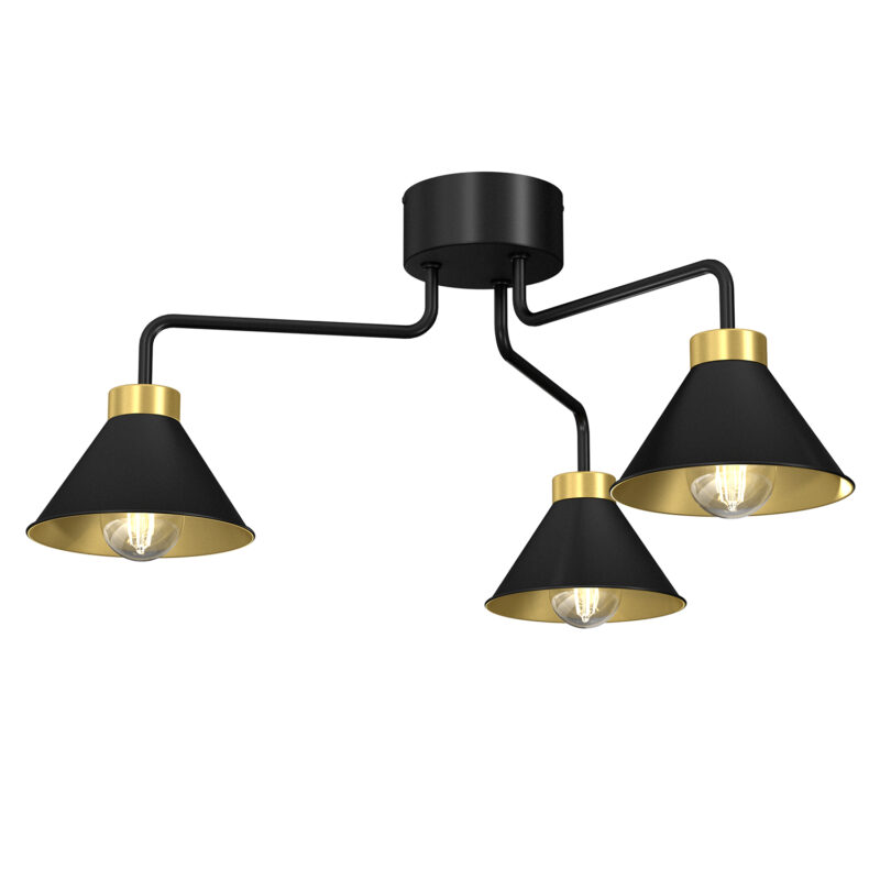 Żyrandol Luminex Demet Black/gold x3