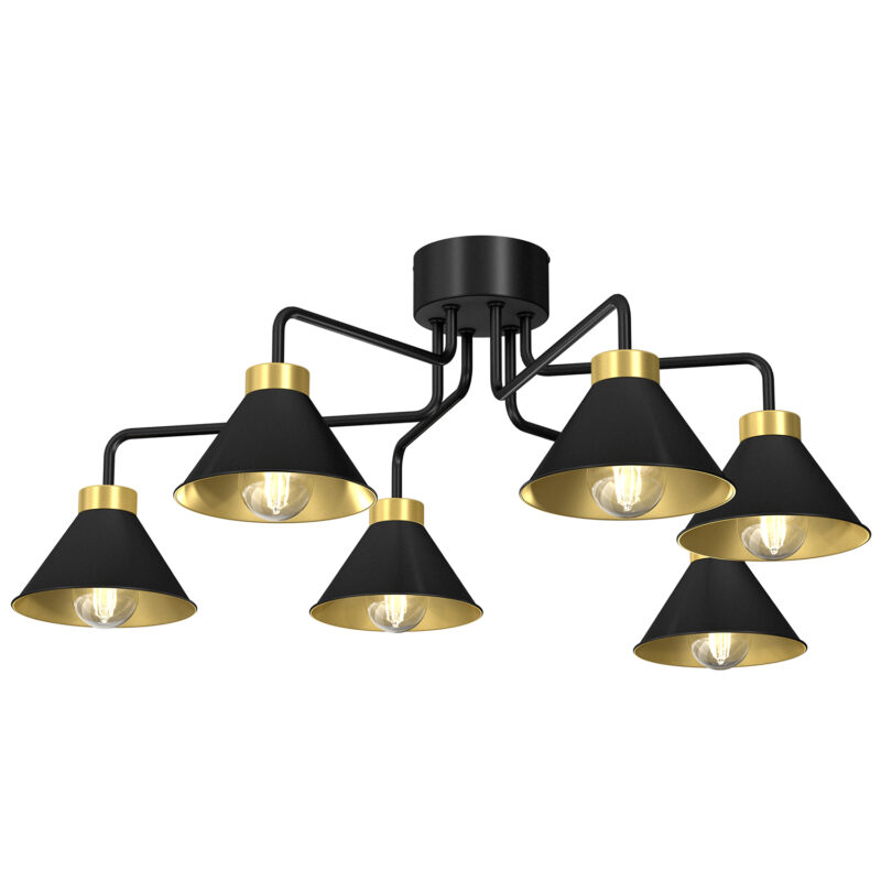 Żyrandol Luminex Demet Black/gold x6