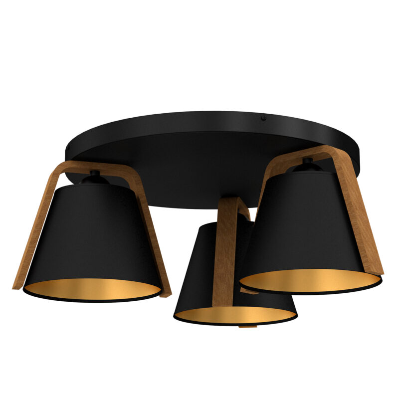 Plafon Luminex Plate Dis 300 Norko (black/wood, Black/gold Shade No 2951) x3