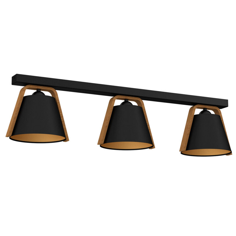 Plafon Luminex Line Bar Norko (black/wood, Black/gold Shade No 2951) x3