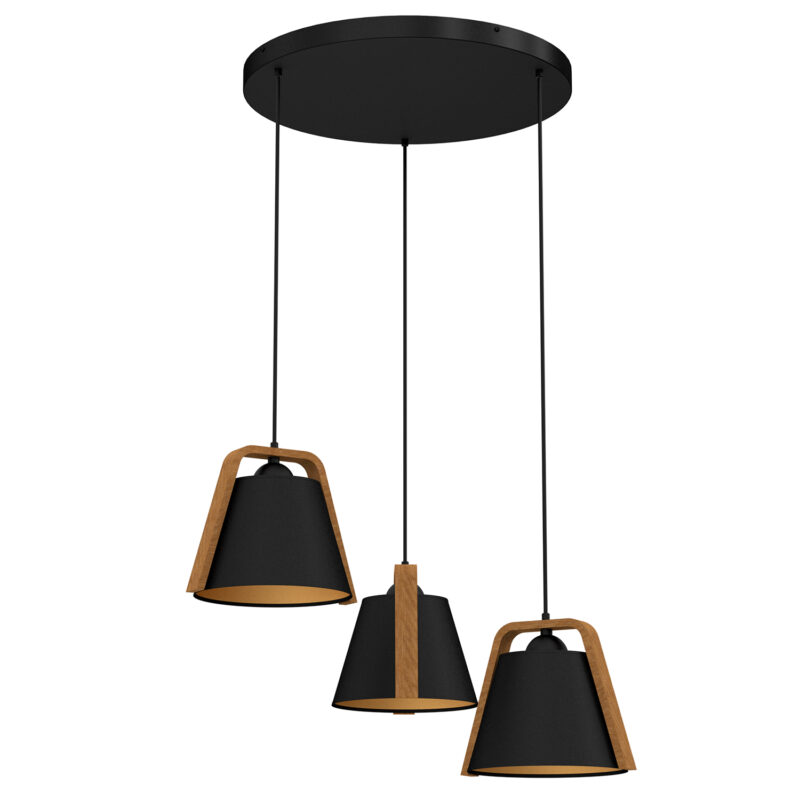 Żyrandol Luminex Plate Dia 300 Norko (black/wood, Black/gold Shade No 2951) x3