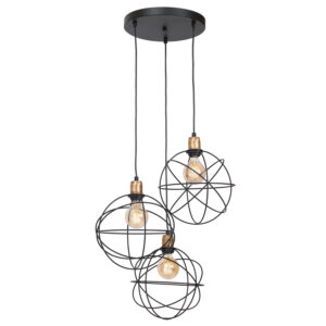 Żyrandol Luminex Gerid talerz black/brass x3