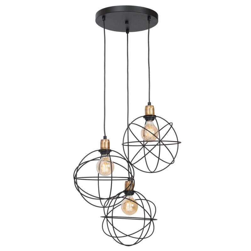 Żyrandol Luminex Gerid talerz black/brass x3