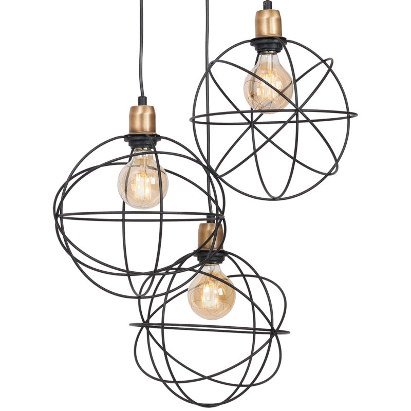 Żyrandol Luminex Gerid talerz black/brass x3 - obrazek 3