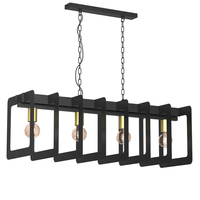 Żyrandol Luminex Space "square Rings" Black/gold  x4