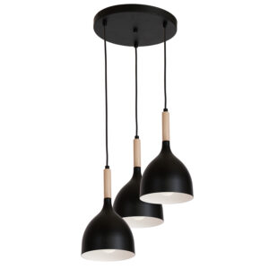 Żyrandol Luminex talerz Noak black/natural wood x3