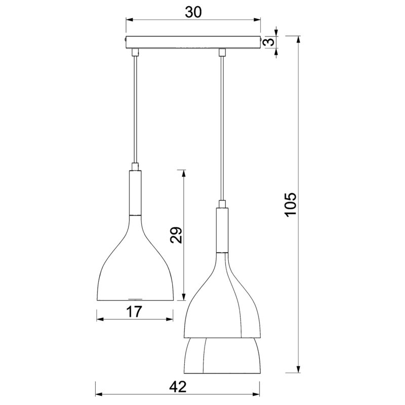 Żyrandol Luminex talerz Noak black/natural wood x3 - obrazek 5