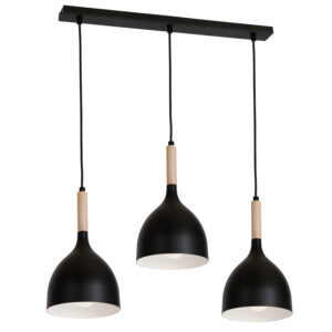Żyrandol Luminex listwa Noak black/natural wood x3
