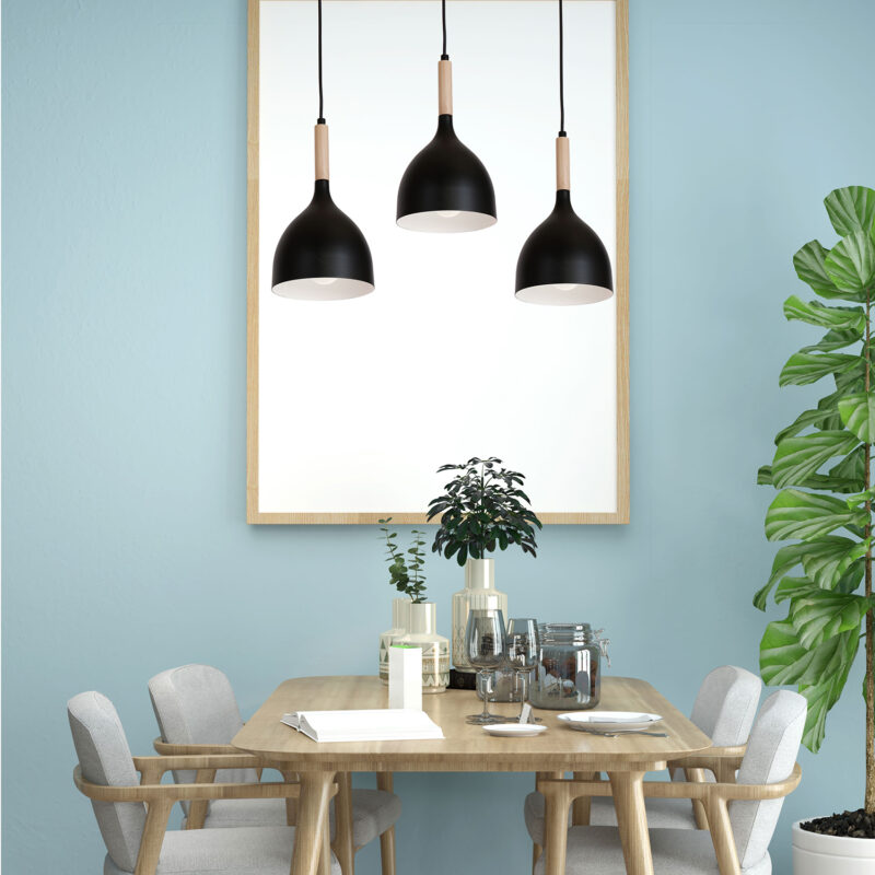 Żyrandol Luminex listwa Noak black/natural wood x3 - obrazek 4