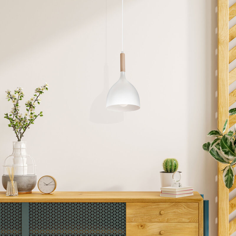 Żyrandol Luminex Noak white/natural wood x1 - obrazek 4