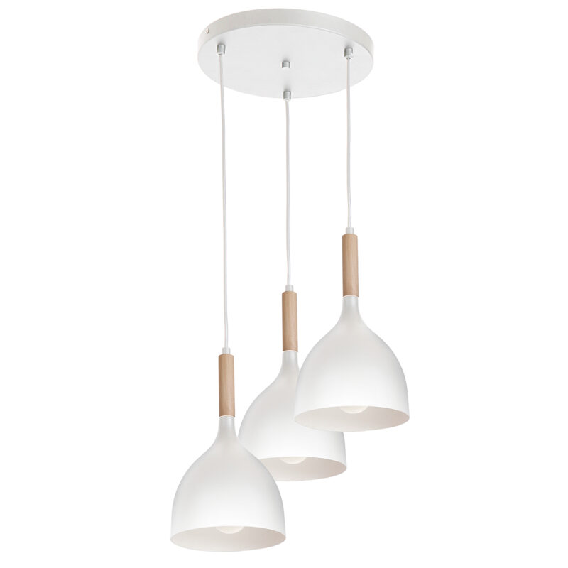 Żyrandol Luminex talerz Noak white/natural wood x3