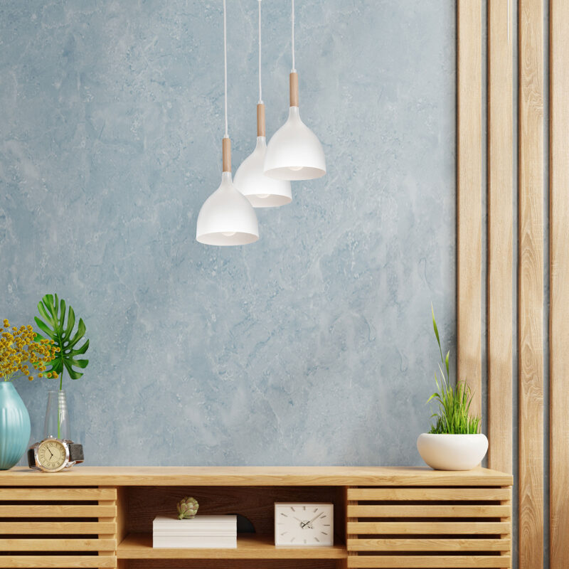 Żyrandol Luminex talerz Noak white/natural wood x3 - obrazek 4