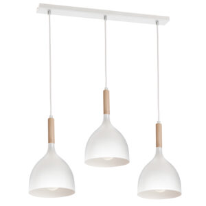 Żyrandol Luminex listwa Noak white/natural wood x3