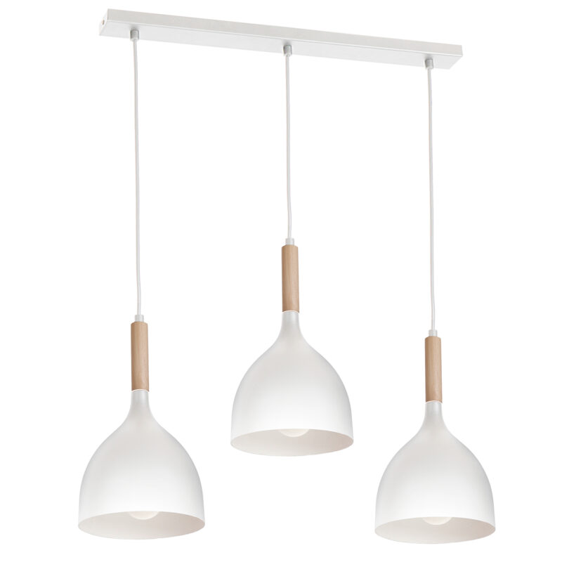 Żyrandol Luminex listwa Noak white/natural wood x3