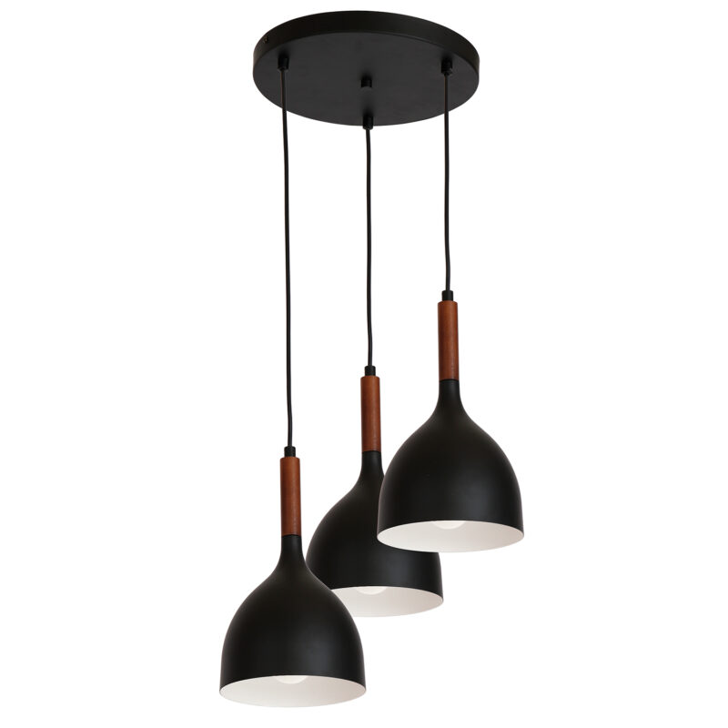 Żyrandol Luminex talerz Noak wood black/dark wood x3