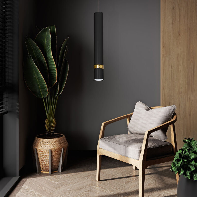 Żyrandol Luminex Reno black/gold x1 - obrazek 4