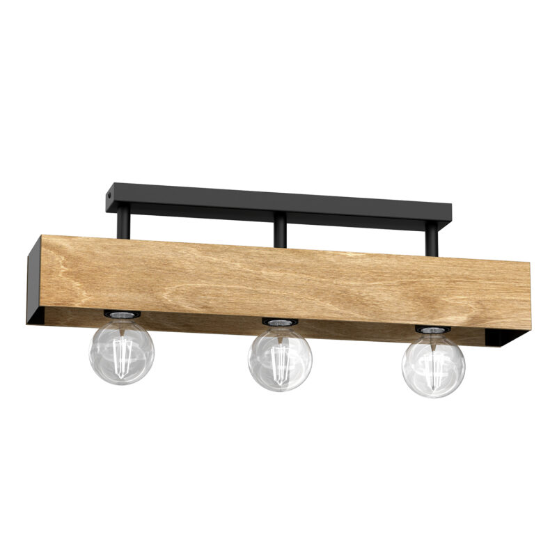 Plafon Luminex Miluza Black/natural Wood x3