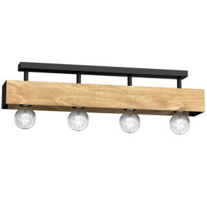Plafon Luminex Miluza Black/natural Wood x4