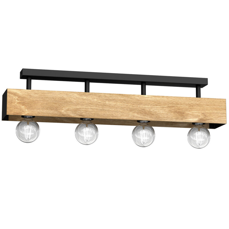 Plafon Luminex Miluza Black/natural Wood x4