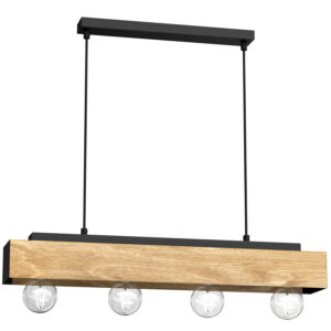 Żyrandol Luminex Miluza Black/natural Wood x4