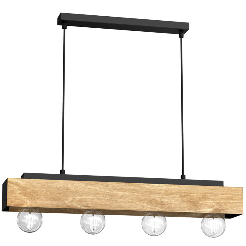 Żyrandol Luminex Miluza Black/natural Wood x4