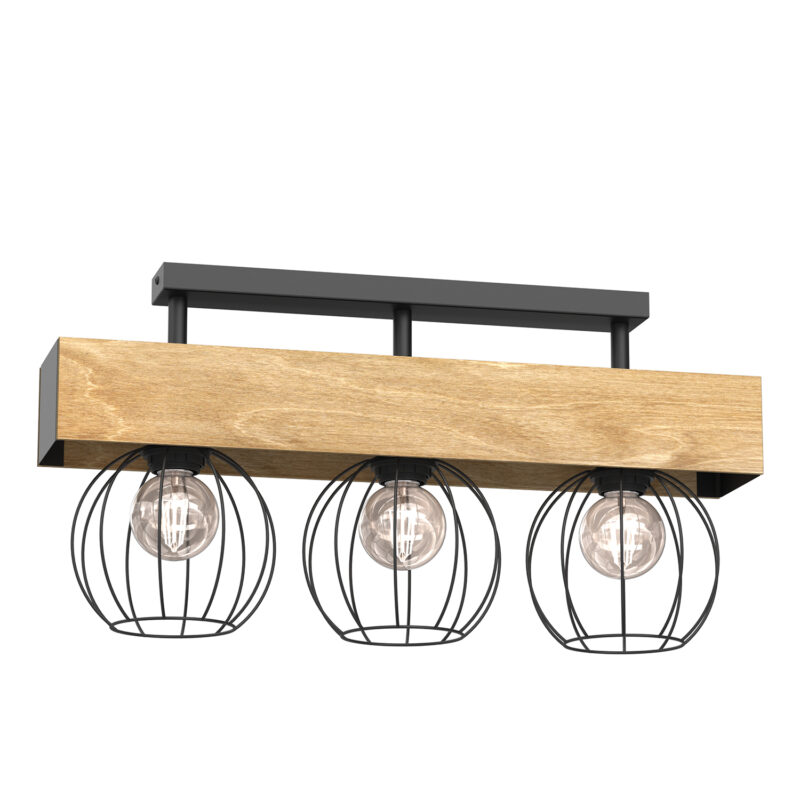 Plafon Luminex Menton Black/natural Wood x3