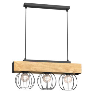 Żyrandol Luminex Menton Black/natural Wood x3