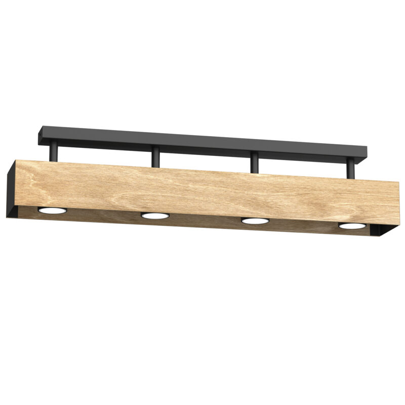 Plafon Luminex Maison Black/natural Wood x4