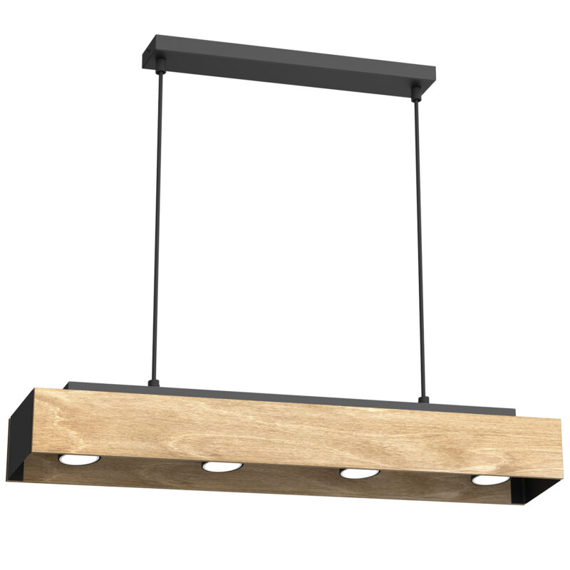 Żyrandol Luminex Maison Black/natural Wood x4