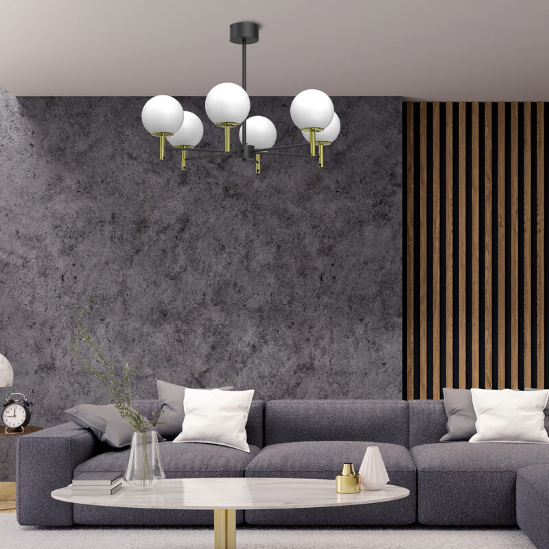 Żyrandol Luminex Awinion Black/gold x6 - obrazek 4