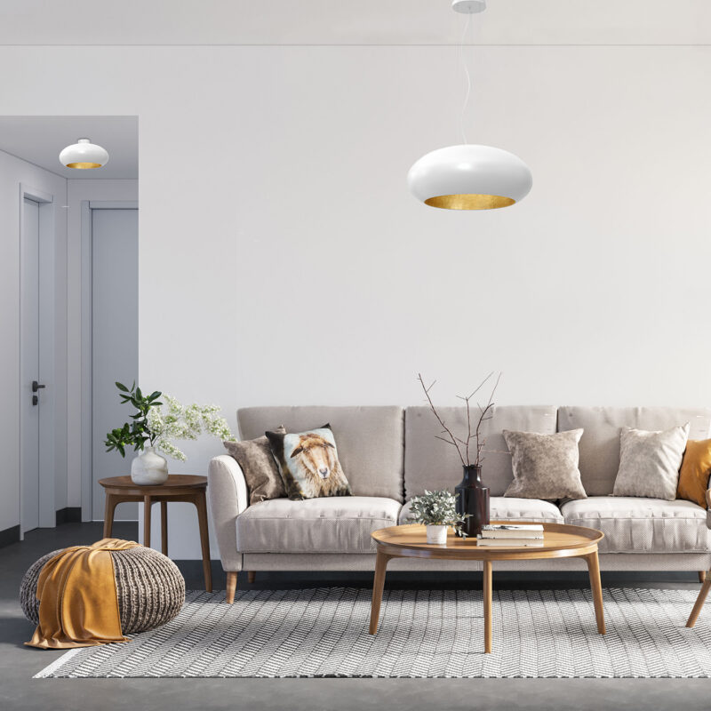 Plafon Luminex oval 500mm biało/złoty x1 - obrazek 4