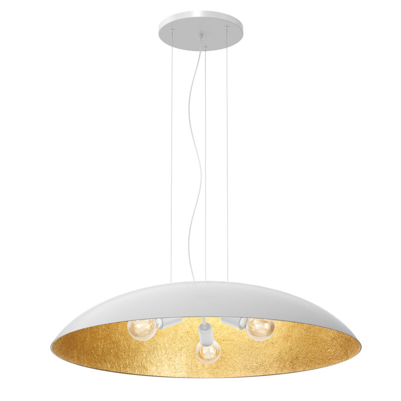 Żyrandol Luminex flat 1000mm biało/złoty x3