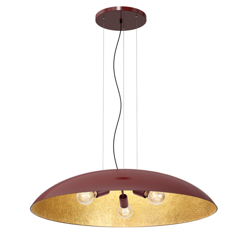 Żyrandol Luminex flat 1000mm burgund/złoty x3