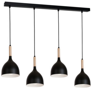 Żyrandol Luminex listwa Noak wood czarny/naturalne drewno x4