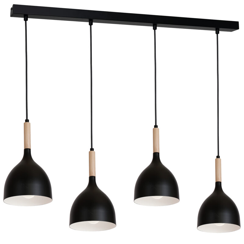Żyrandol Luminex listwa Noak wood czarny/naturalne drewno x4