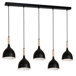 Żyrandol Luminex listwa Noak wood czarny/naturalne drewno x5