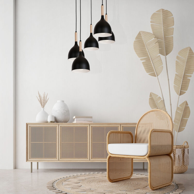 Żyrandol Luminex talerz Noak wood czarny/naturalne drewno x5 - obrazek 4