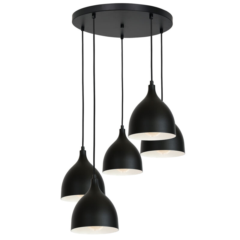 Żyrandol Luminex talerz Noak czarny x5