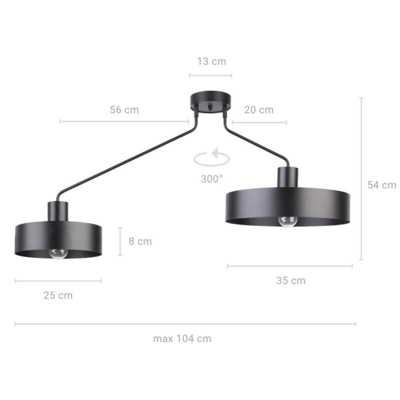 Lampa Sufitowa Sigma Jumbo x2 Czarny