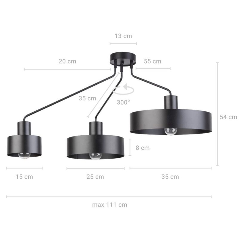 Lampa Sufitowa Sigma Jumbo x3 Czarny