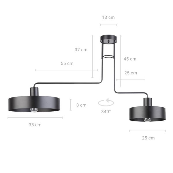 Lampa Sufitowa Sigma Vasco x2 Czarny
