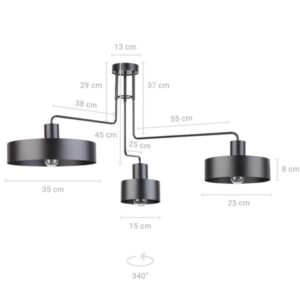 Lampa Sufitowa Sigma Vasco x3 Czarny