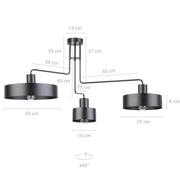 Lampa Sufitowa Sigma Vasco x3 Czarny